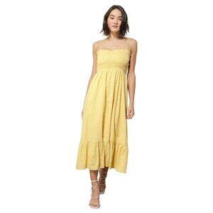 line and dot Hailee Floral Print Midi Dress Yellow Multi SM